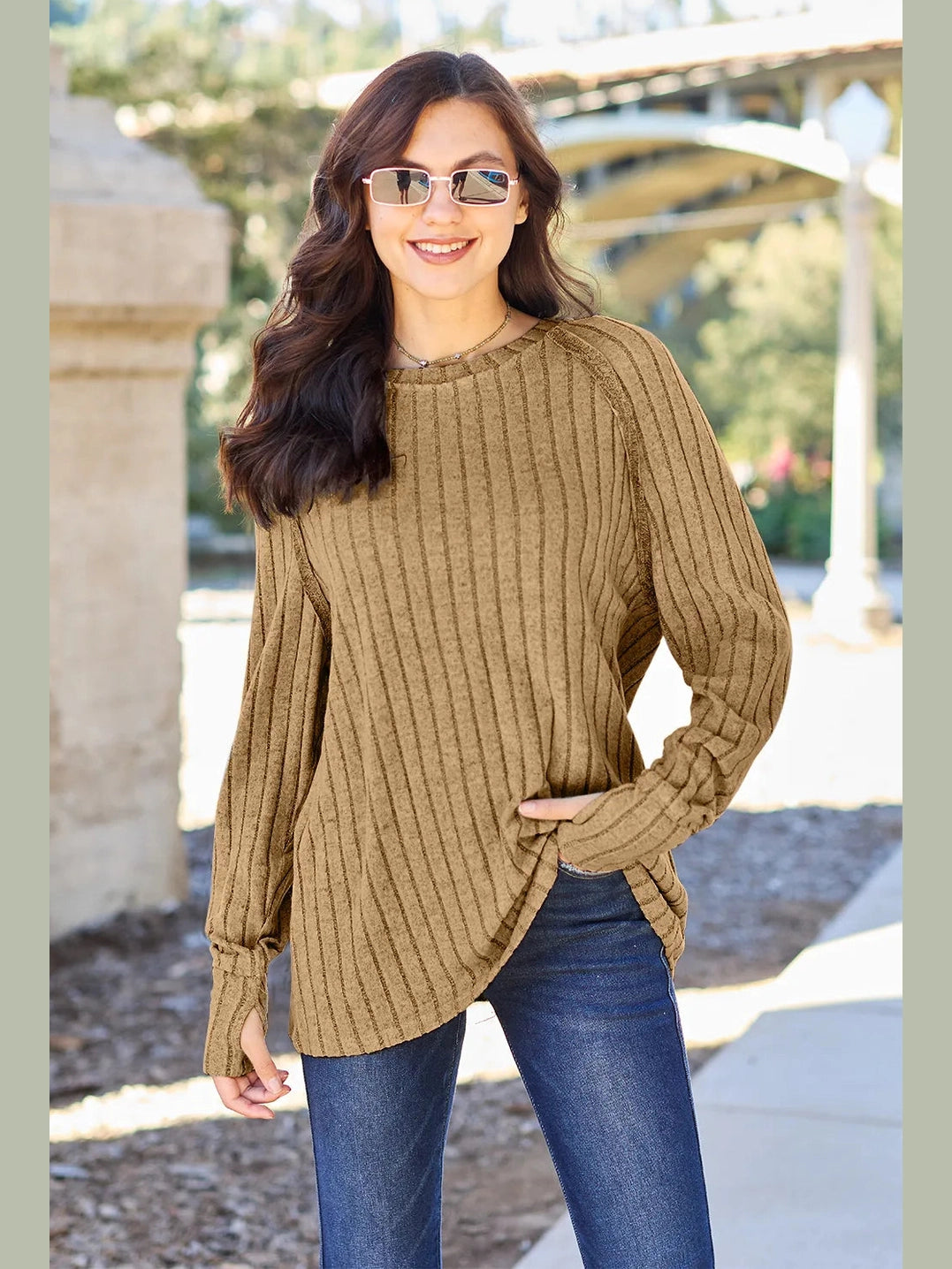 Basic Bae Full Size Ribbed Round Neck Long Sleeve Knit Top nicholesgifts