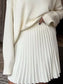 Round Neck Top and Pleated Skirt Sweater Set nicholesgifts