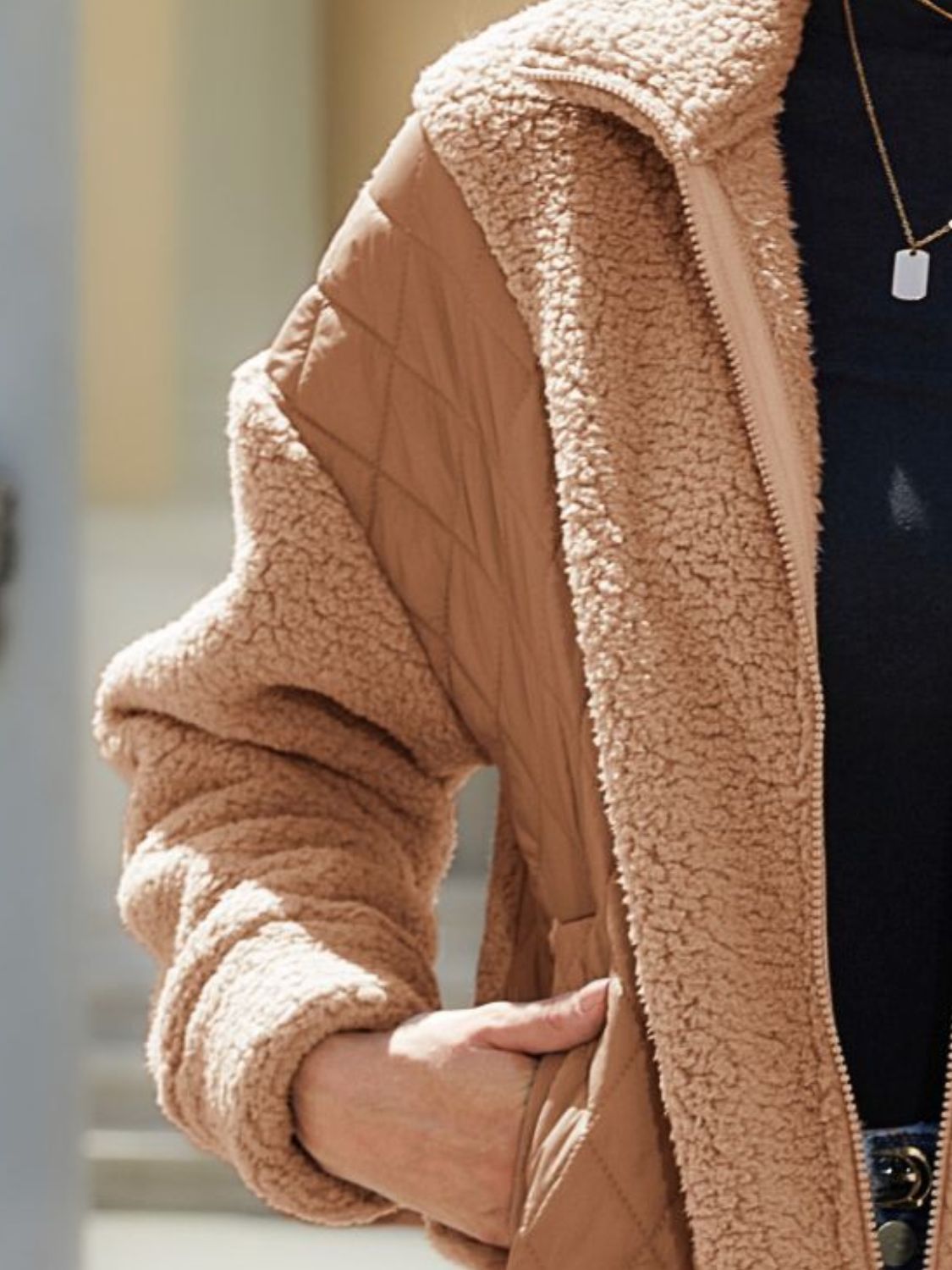 Zip-Up Collared Neck Jacket nicholesgifts
