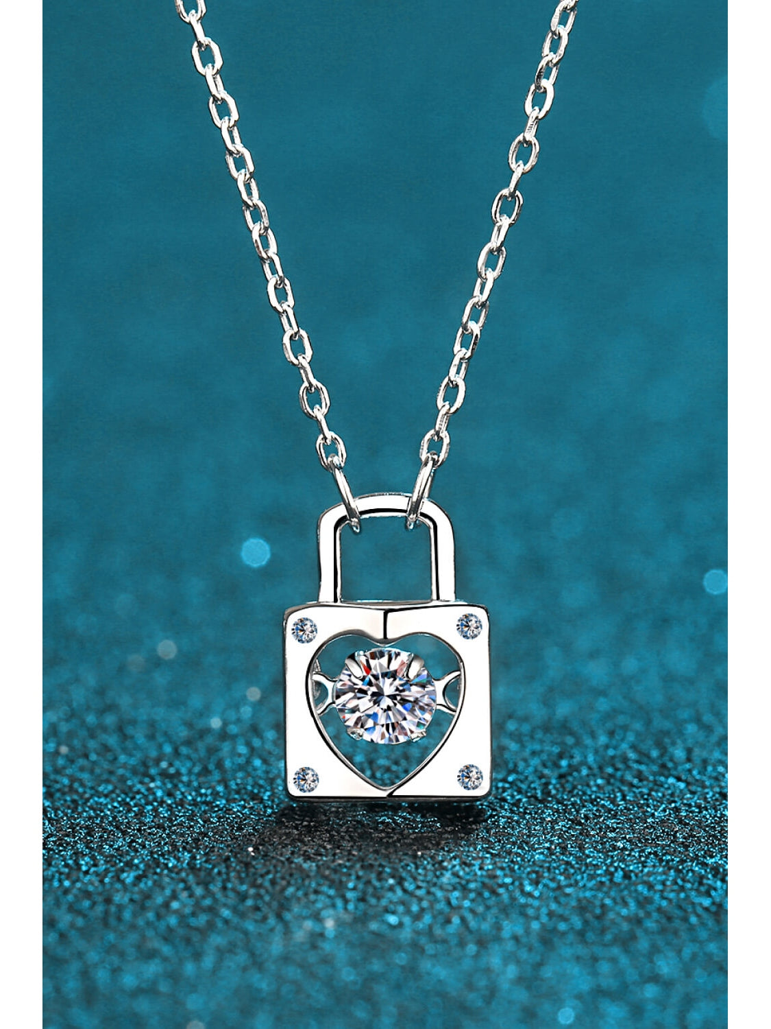 Adored Moissanite Lock Pendant Necklace nicholesgifts