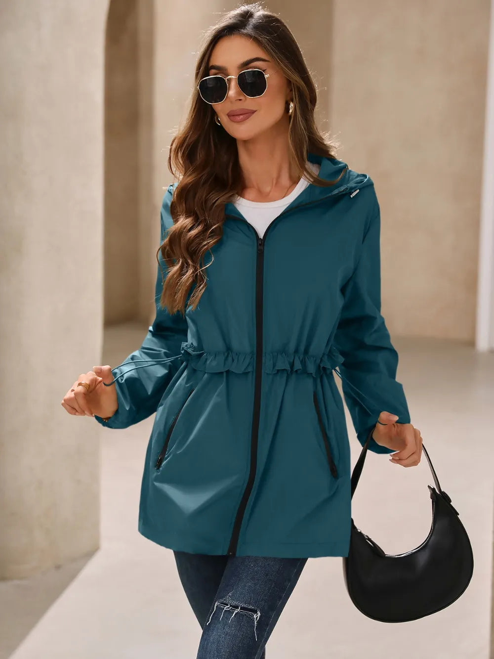 Ivy Lane Outdoor Waterproof Long Sleeve Hooded Windbreaker nicholesgifts