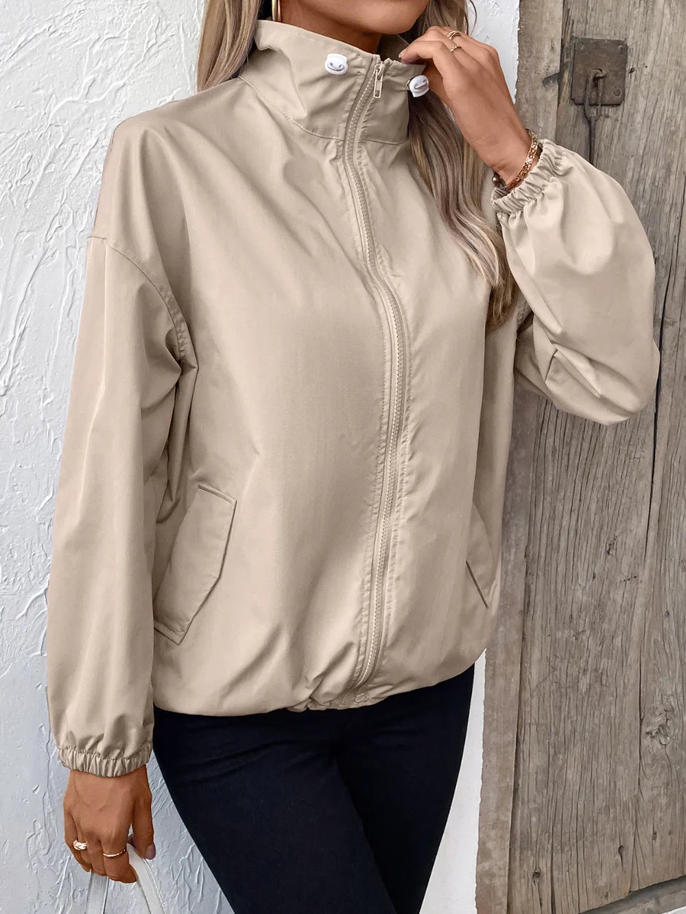 Ivy Lane Pocketed Zip Up Long Sleeve Jacket nicholesgifts