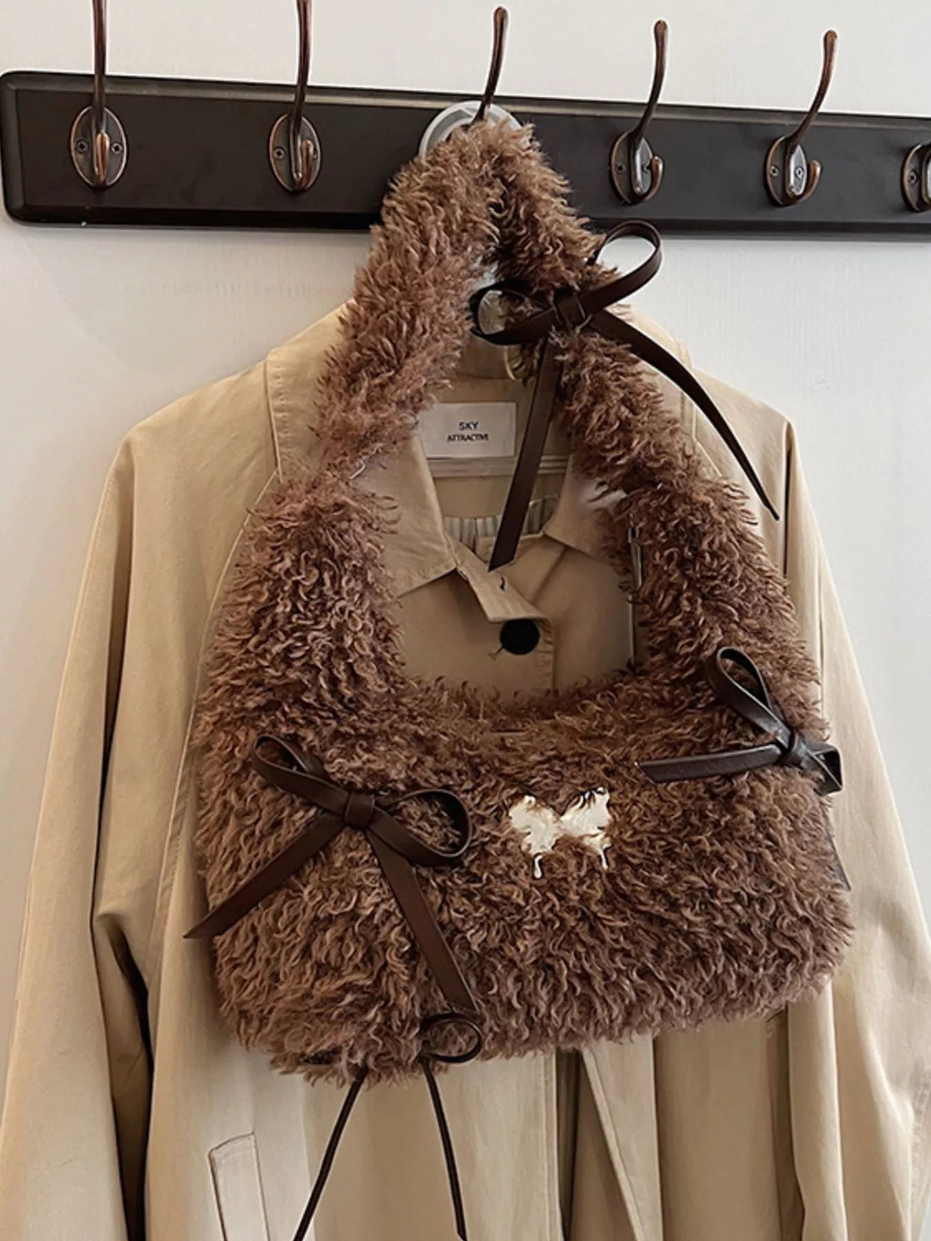 Fluffy Bow Shoulder Bag nicholesgifts