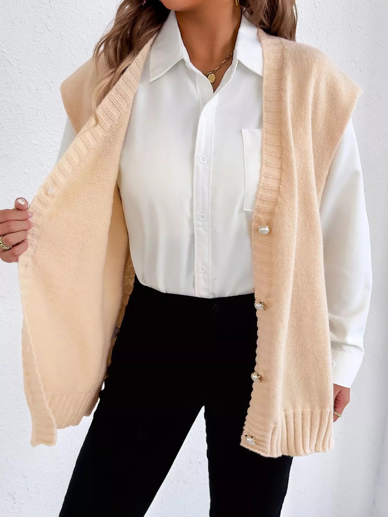 Button-Down Button Up Sweater Vest nicholesgifts