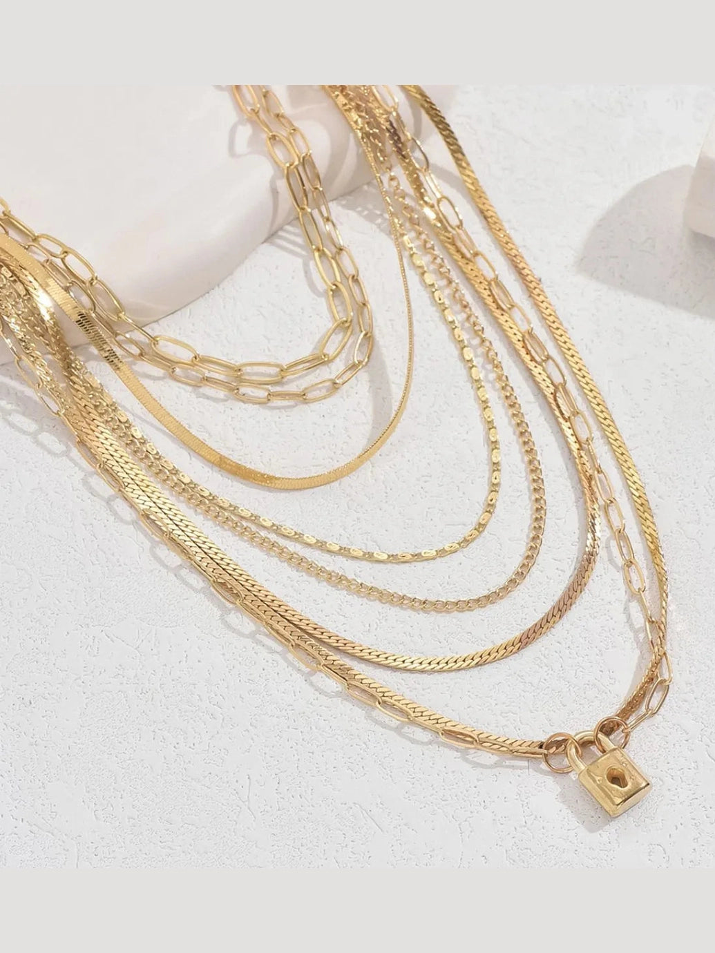Women 18K Gold-Plated Stainless Steel Multi-Layer Necklace