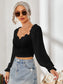 Mesh Sweetheart Neck Flounce Sleeve Top nicholesgifts