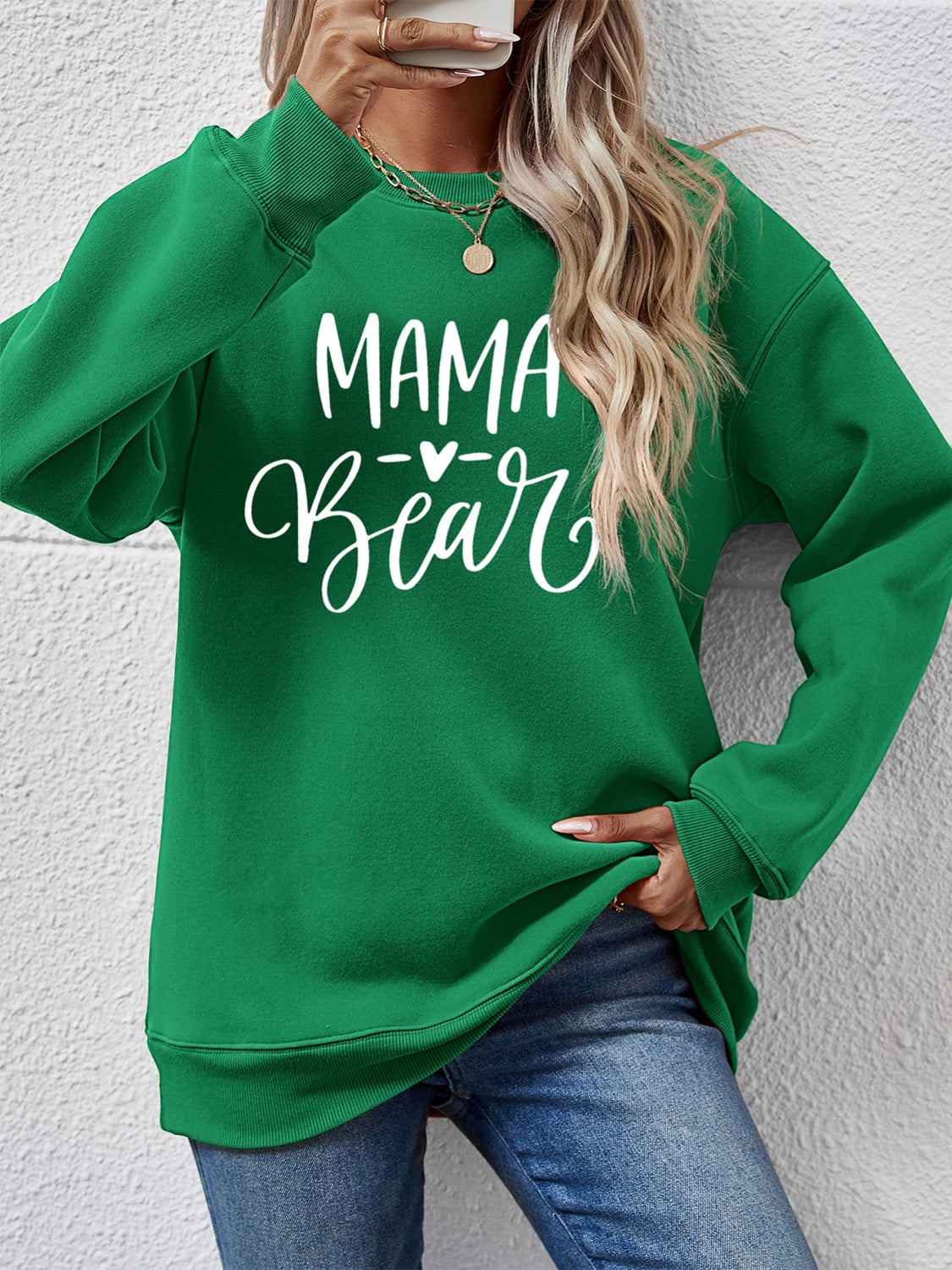Letter Graphic Round Neck Long Sleeve Sweatshirt nicholesgifts