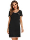 Contrast Trim Pocketed Round Neck Lounge Dress nicholesgifts