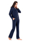 Collared Neck Long Sleeve Loungewear Set with Pockets nicholesgifts