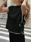 Ribbed Turtleneck Sweater Vest with Contrast Trim nicholesgifts