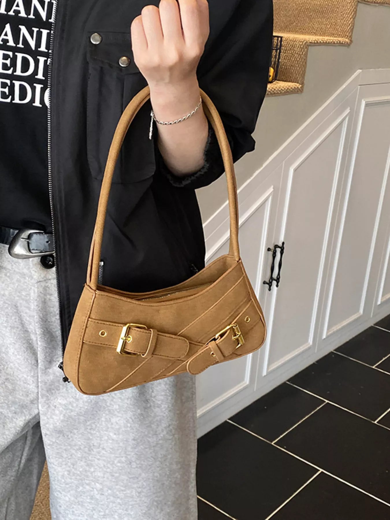 Buckle Decor Shoulder Bag nicholesgifts