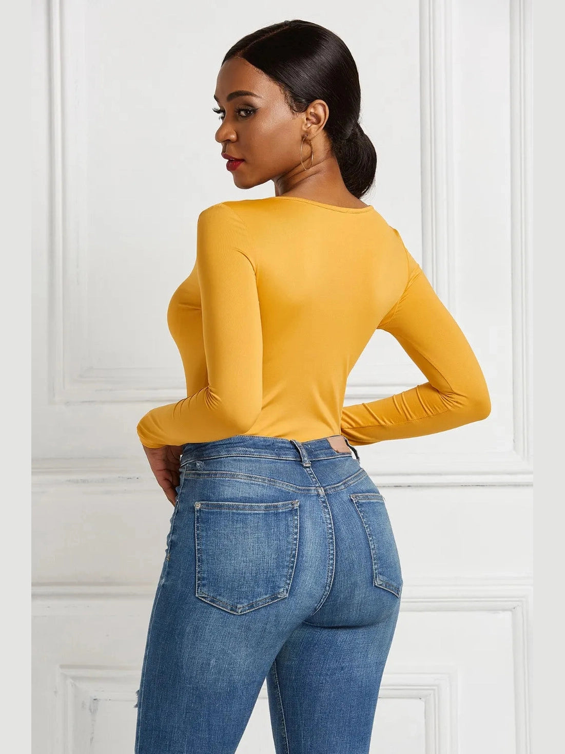 Half Zip Scoop Neck Long Sleeve Bodysuit nicholesgifts
