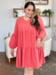 Double Take Full Size V-Neck Balloon Sleeve Tiered Dress with Pockets nicholesgifts