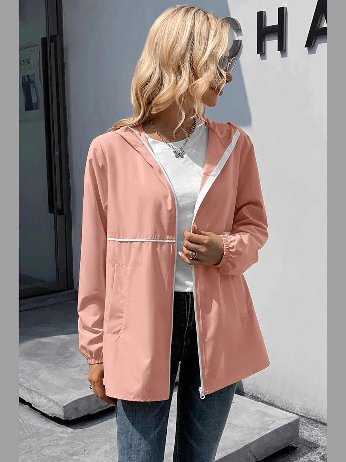 Ivy Lane Zip Up Long Sleeve Hooded Watertight Jacket nicholesgifts
