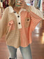 Striped Oversized Half Button Sweatshirt nicholesgifts