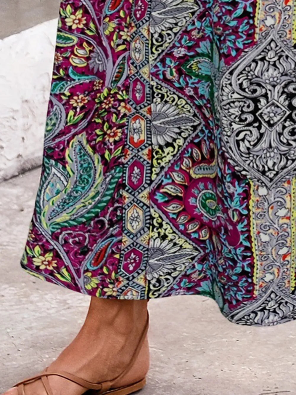 Slit Printed Elastic Waist Skirt nicholesgifts