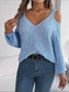 Cable-Knit Cold Shoulder Long Sleeve Sweater nicholesgifts