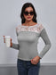 Ivy Lane Lace Trim Long Sleeve Round Neck Tee nicholesgifts