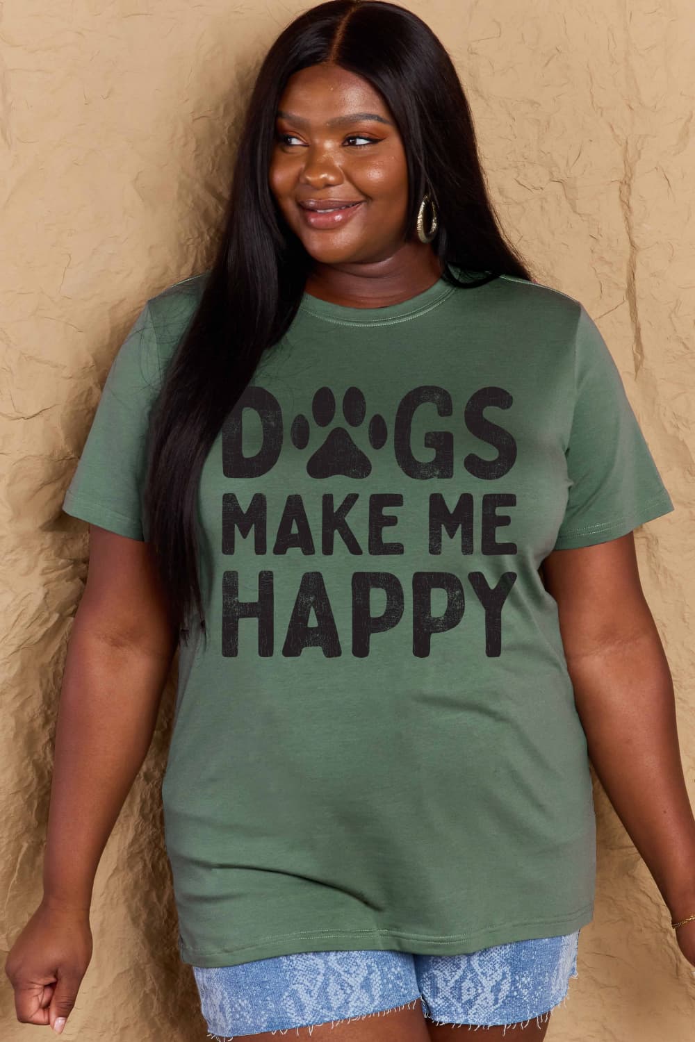 Simply Love Full Size DOGS MAKE ME HAPPY Graphic Cotton T-Shirt nicholesgifts