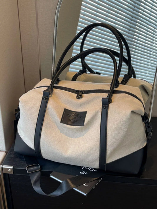 Canvas Leather Trim Travel Bag nicholesgifts