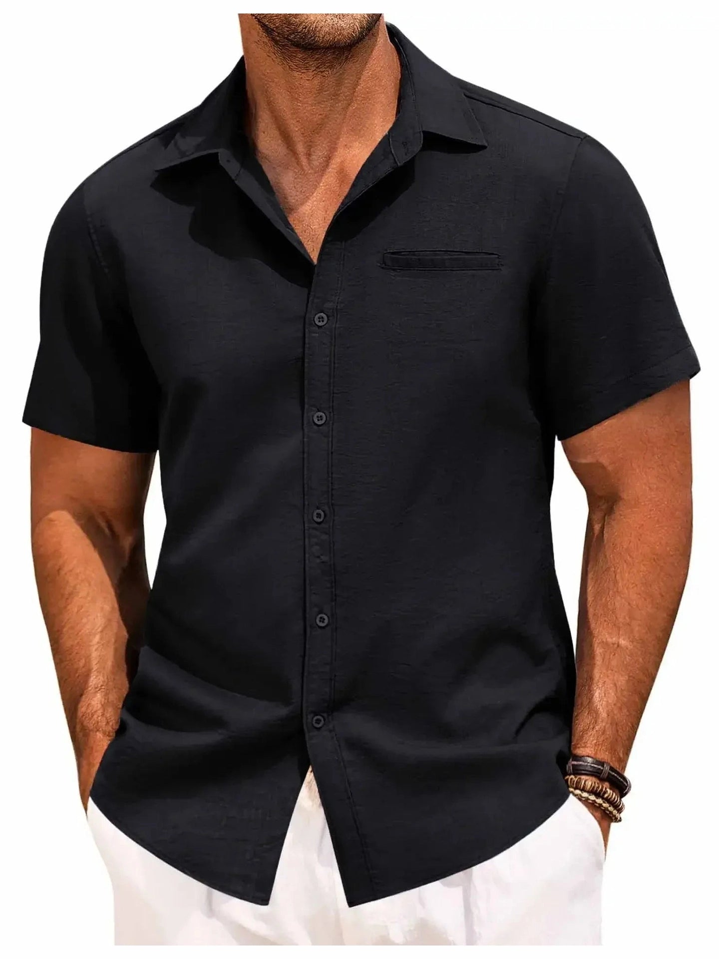 Men's Plus Size Classic Short Sleeve Button Down Shirt NicholesGifts