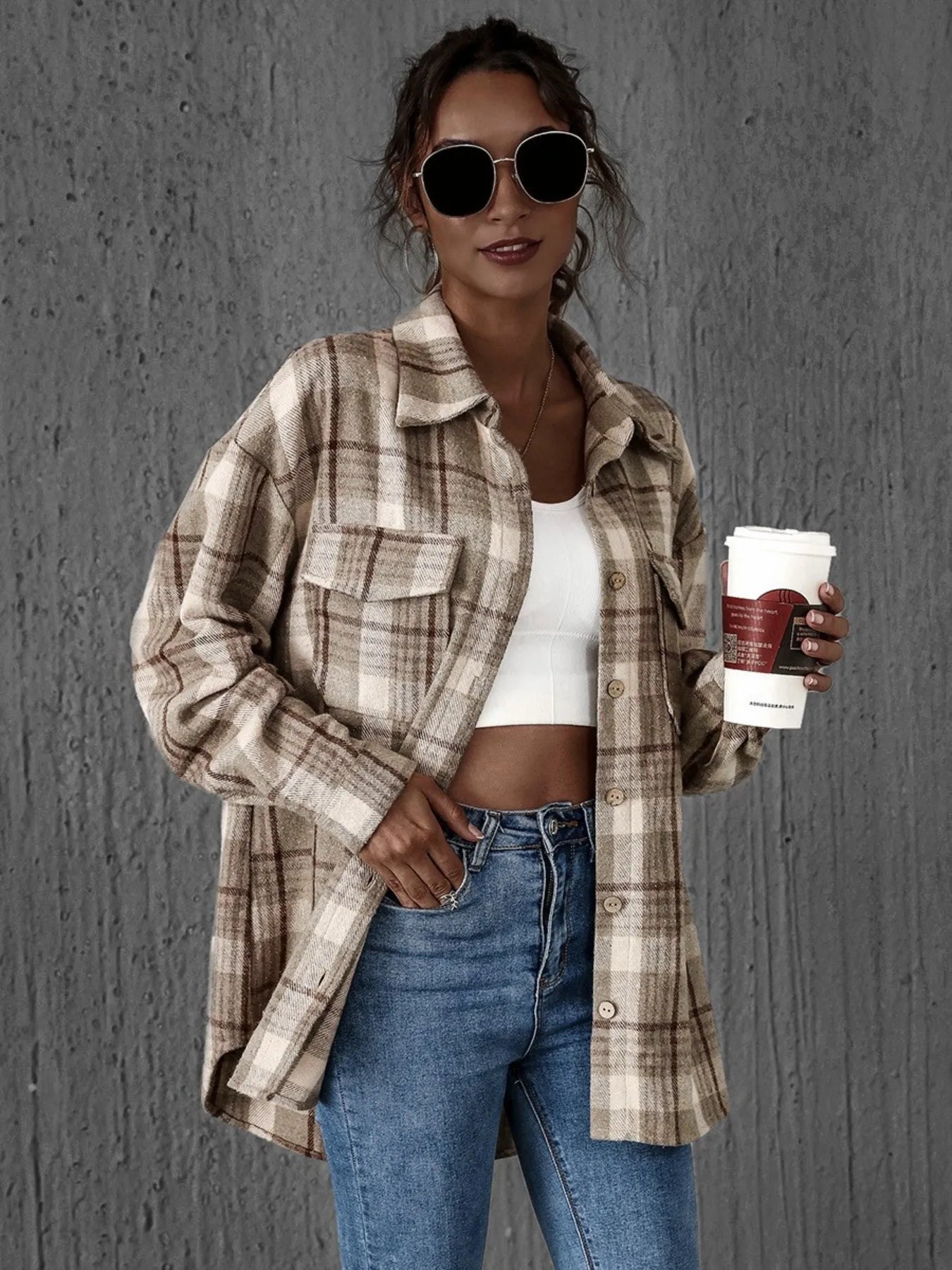 Plaid Button-Up Long Sleeve Shirt NicholesGifts