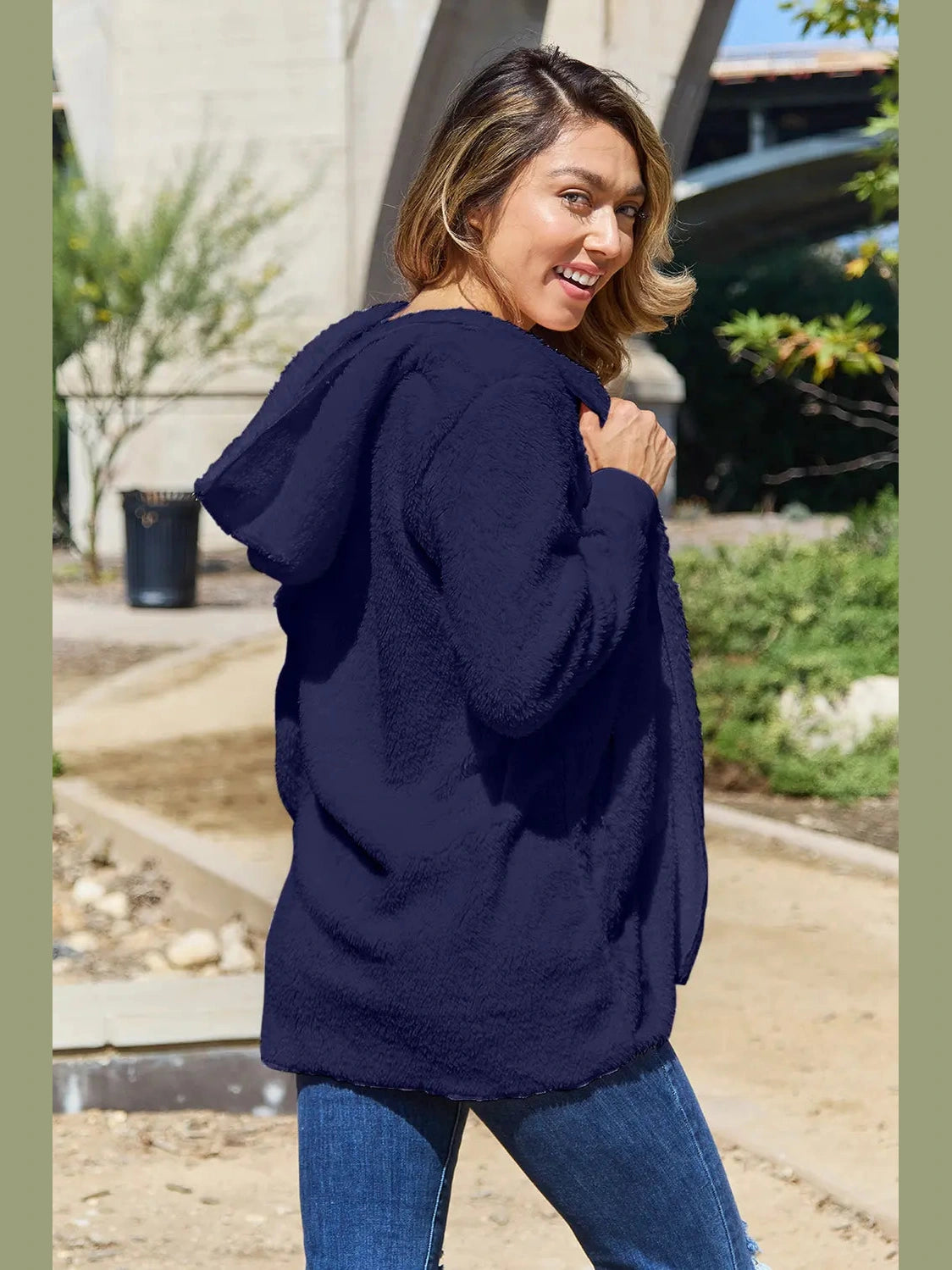 Full Size Teddy Hooded Jacket with Pockets nicholesgifts