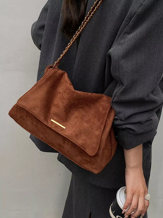 Suede Flap Chain Shoulder Bag nicholesgifts