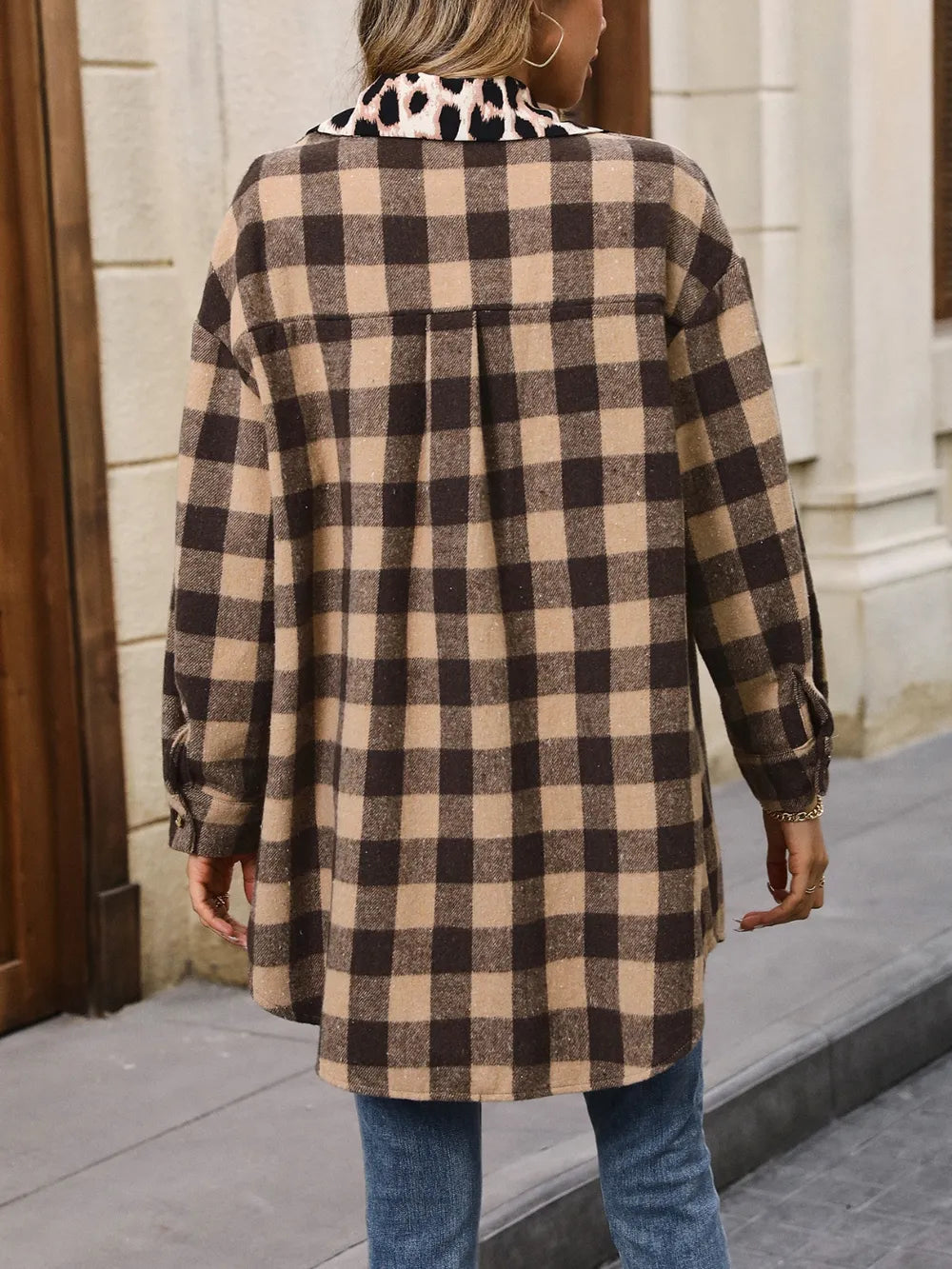 Ivy Lane Plaid Button Up Dropped Shoulder Jacket nicholesgifts