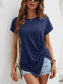Women Asymmetric Hem Round Neck Short Sleeve T-Shirt nicholesgifts