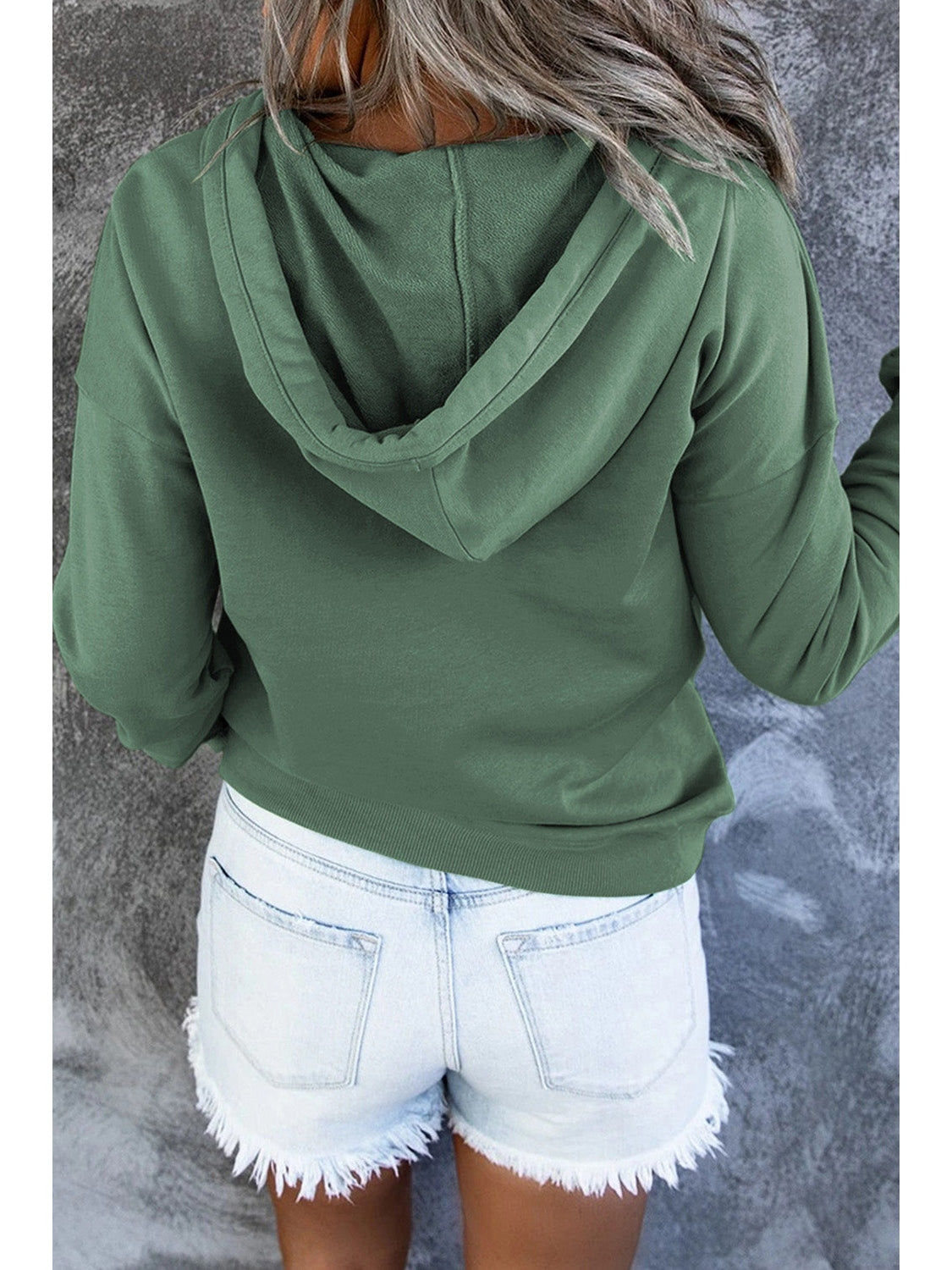 Dropped Shoulder Long Sleeve Hoodie with Pocket nicholesgifts