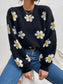 Flower Round Neck Latern Sleeve Sweater nicholesgifts