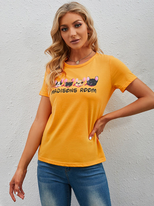 Women Graphic Round Neck Short Sleeve T-Shirt - Nicholesgifts.online