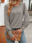 Women Decorative Button Round Neck Long Sleeve T-Shirt nicholesgifts