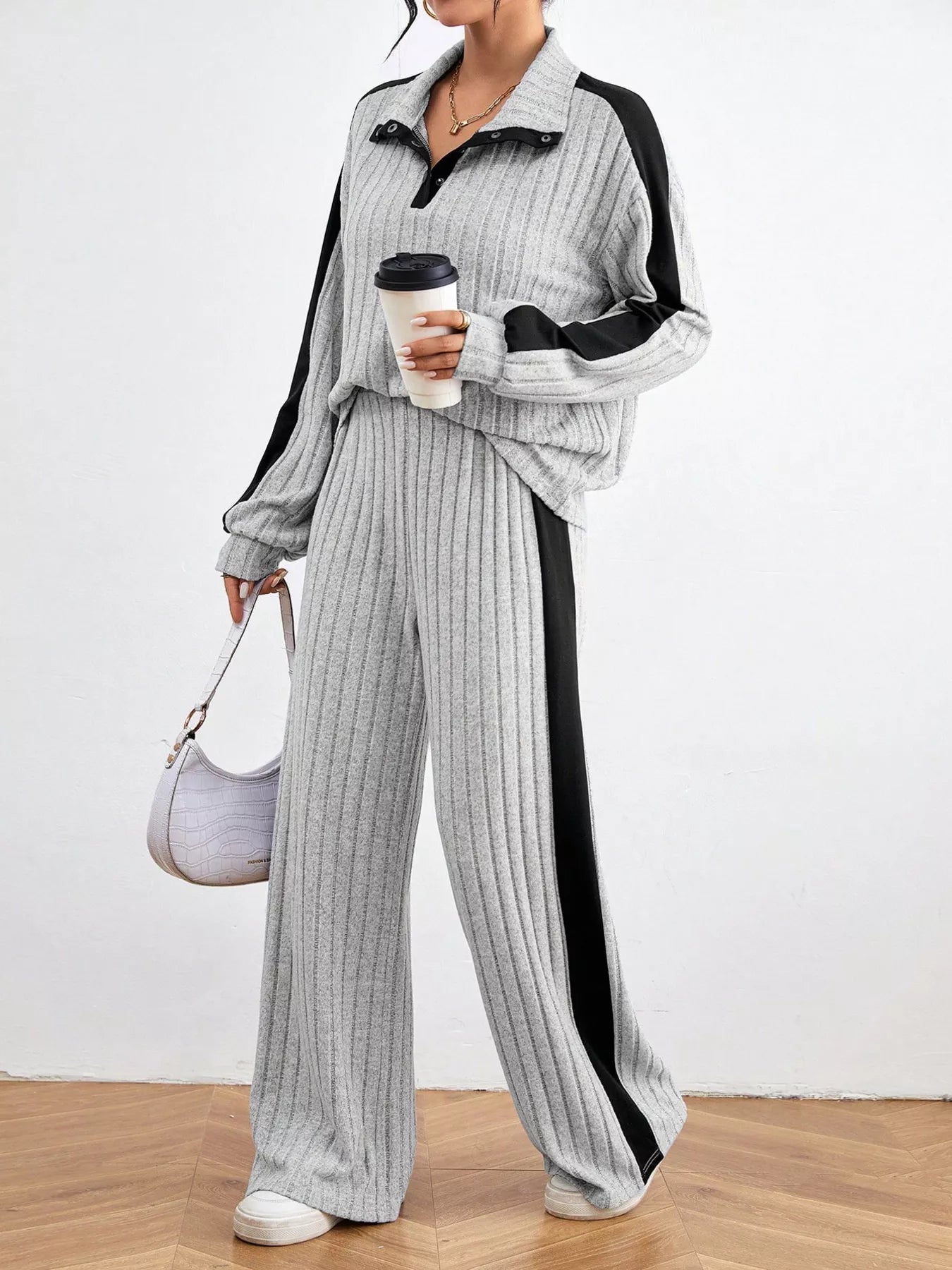 Ribbed Long Sleeve Top and Pants Set NicholesGifts