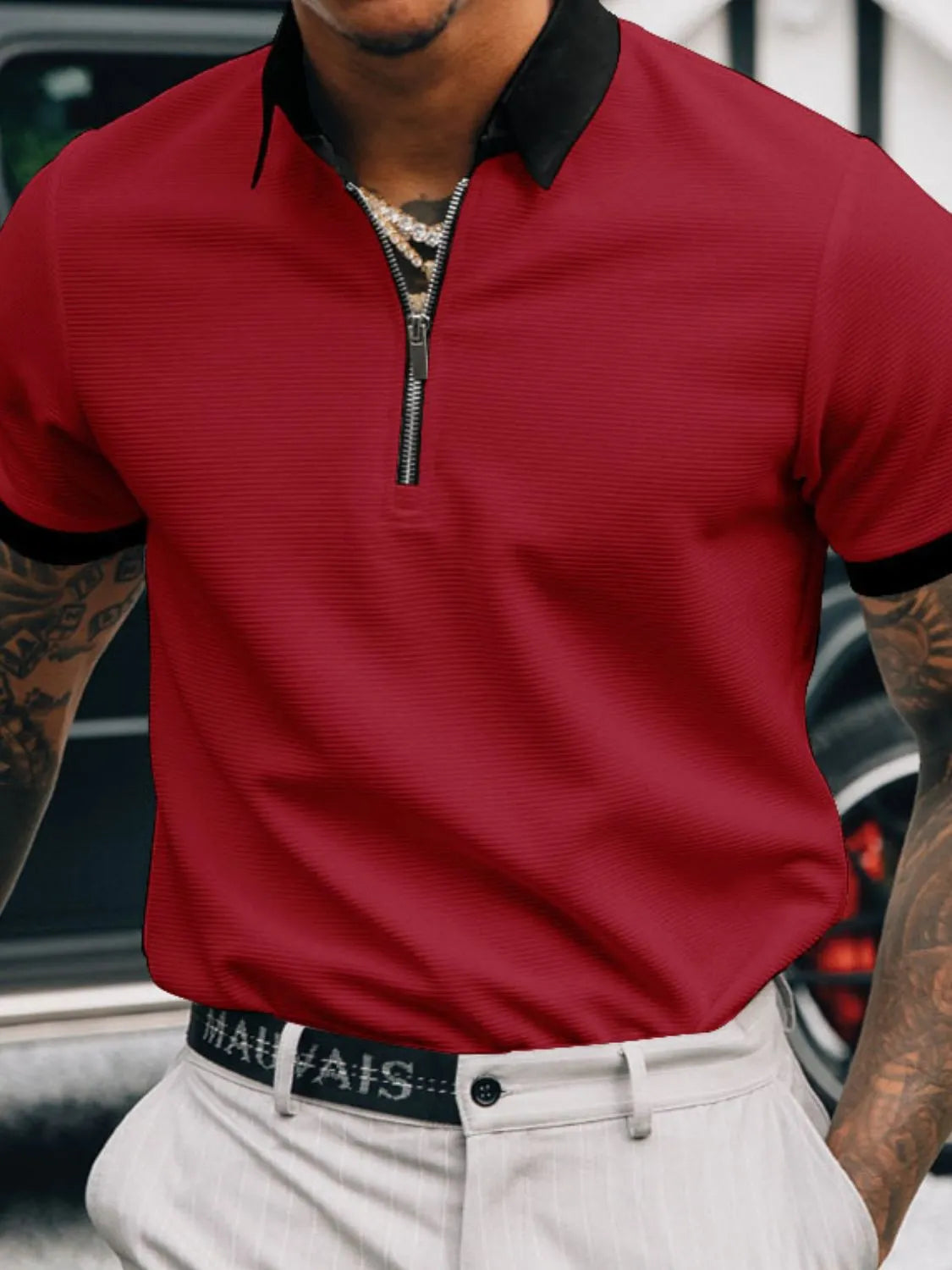 Men's Full Size Collared Neck Short Sleeve Polo Plus Size NicholesGifts