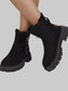 Fuzzy Lined Ankle Boots with Zipper Trendsi