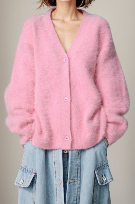 Women Button Up Dropped Shoulder Cardigan Sweaters