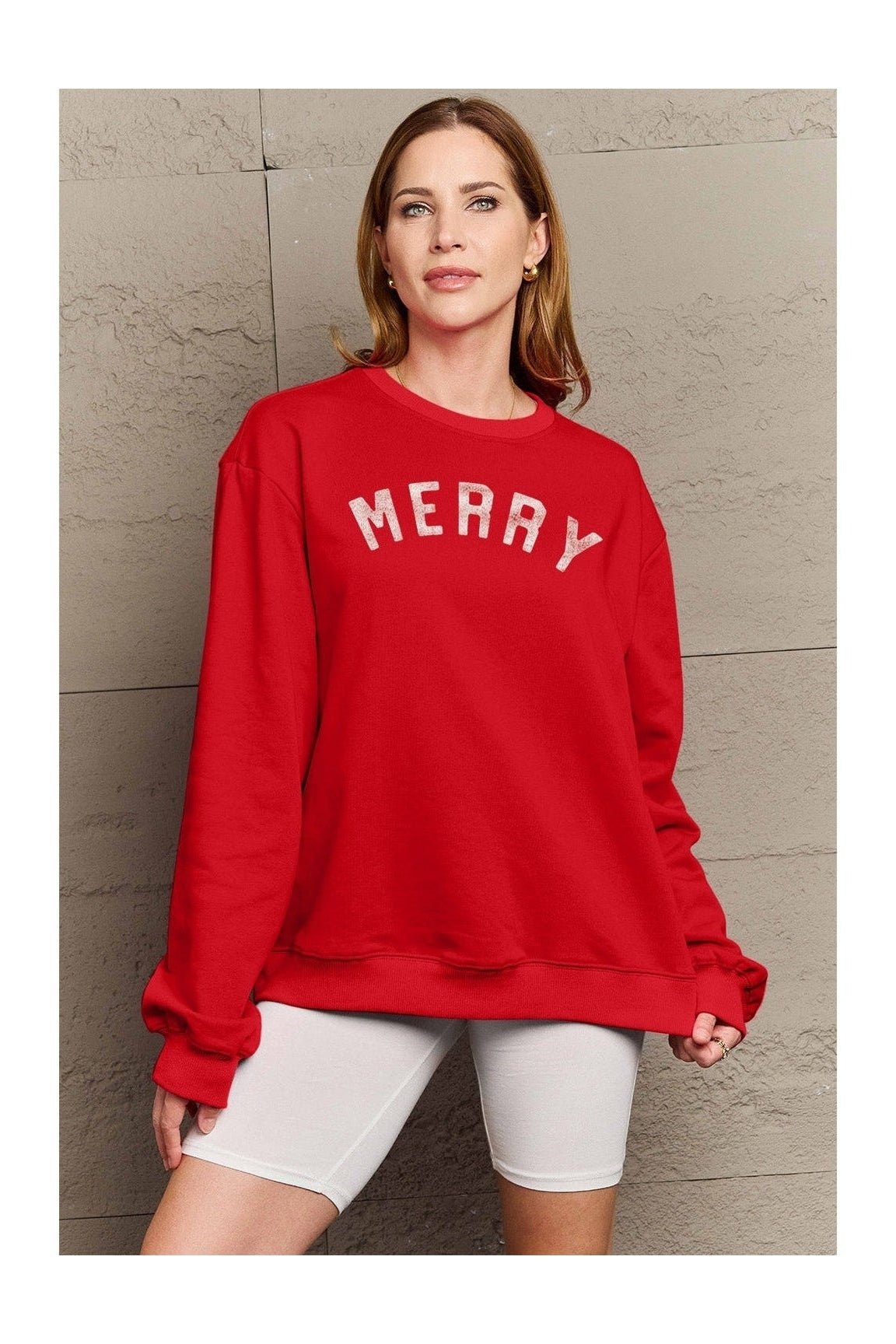 Simply Love Full Size MERRY Graphic Sweatshirt nicholesgifts