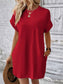 Women Pocketed Round Neck Short Sleeve Dress nicholesgifts