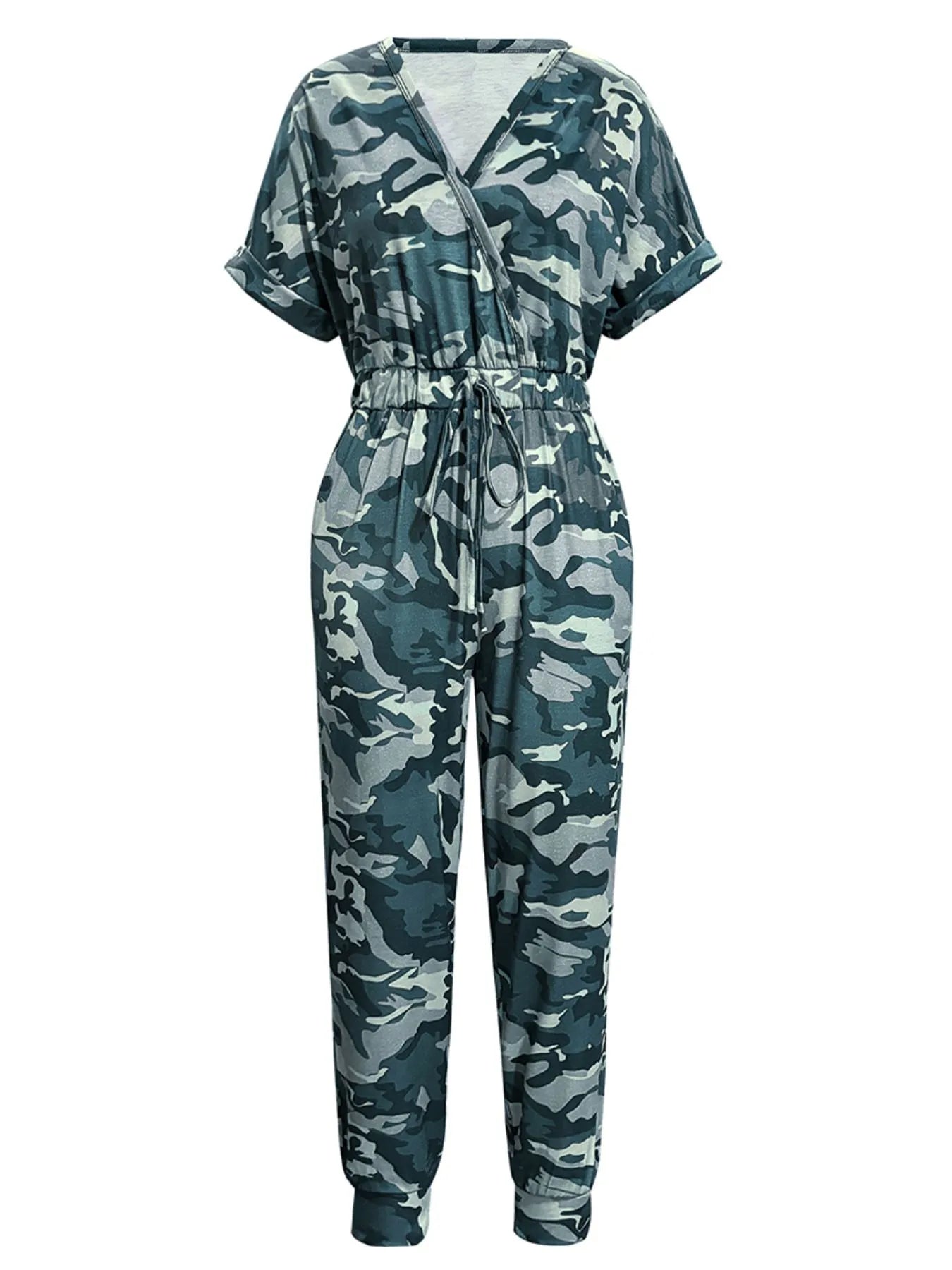 Drawstring Waist Short Sleeve Jumpsuit nicholesgifts