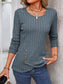 Decorative Button Round Neck Long Sleeve T-Shirt nicholesgifts