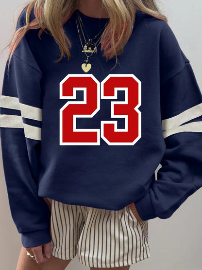 Number 23 Graphic Sweatshirt with Side Stripes nicholesgifts