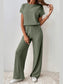 Ribbed Short Sleeve Wide Leg Jumpsuit nicholesgifts
