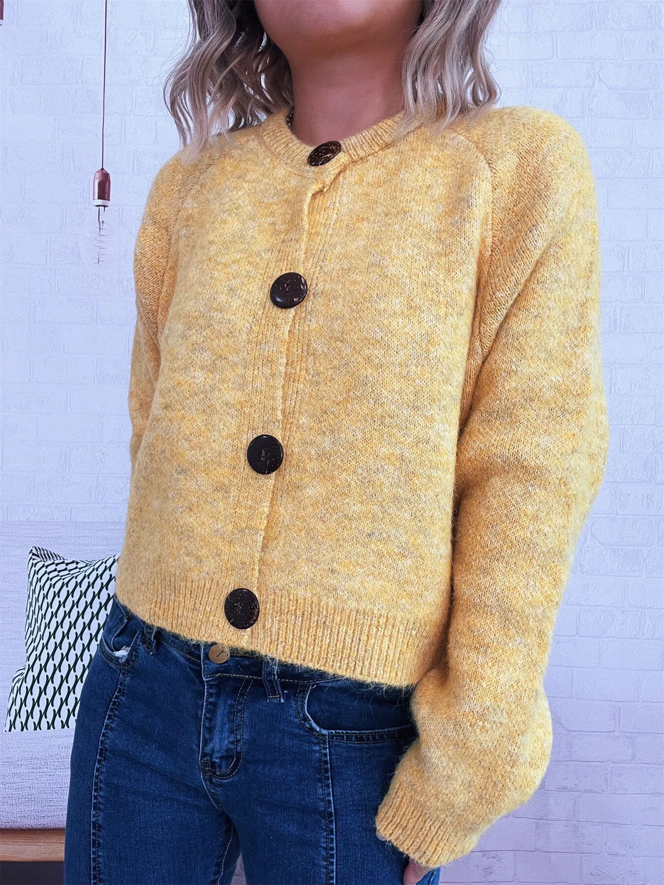 Button-Up Raglan Sleeve Cardigan