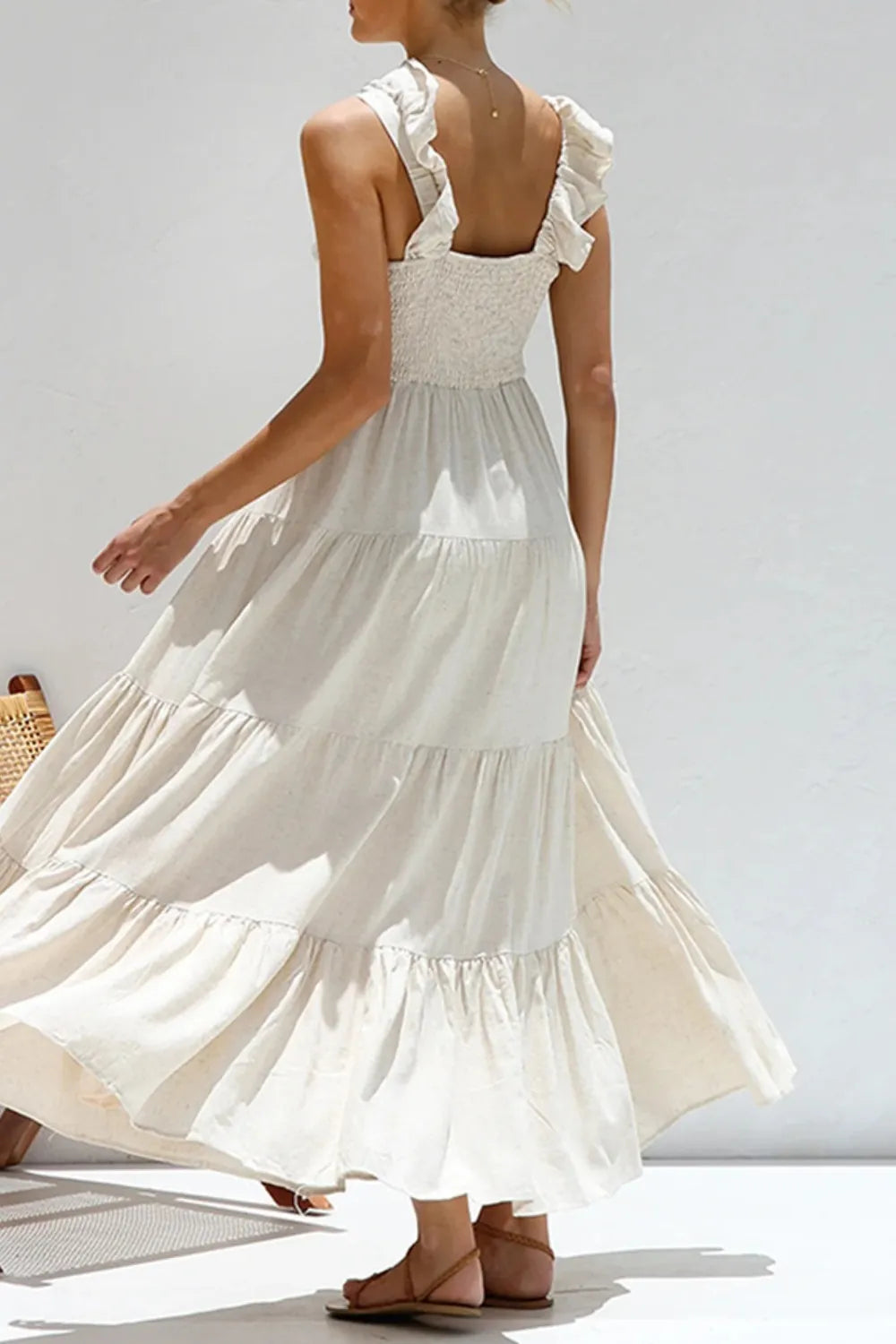 Ruffled V-Neck Tiered Dress NicholesGifts
