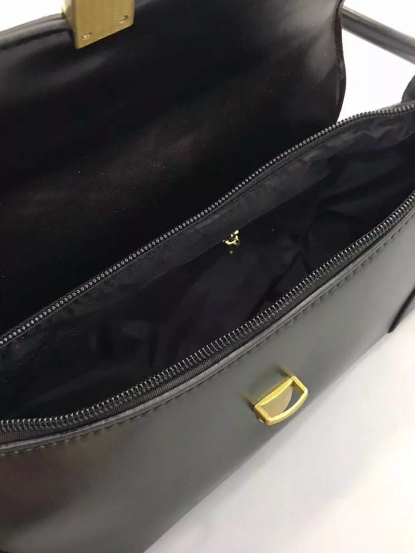 Leather Shoulder Bag with Golden Clasp nicholesgifts