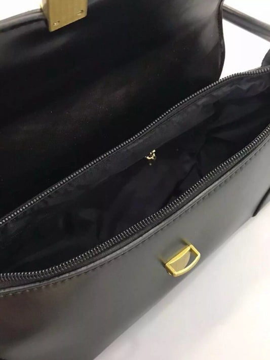 Leather Shoulder Bag with Golden Clasp nicholesgifts