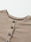 Women Quarter Button Round Neck Dropped Shoulder Knit Top nicholesgifts