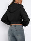 Zip Up Long Sleeve Hooded Cropped Jacket nicholesgifts